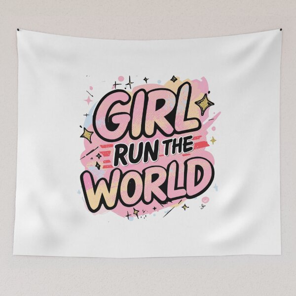 Item preview, Girl Run The World, Feminist Girl Power Typography. Cute Pink Aesthetic Design designed and sold by Aarvya Fashion Club ( A.F.C ).