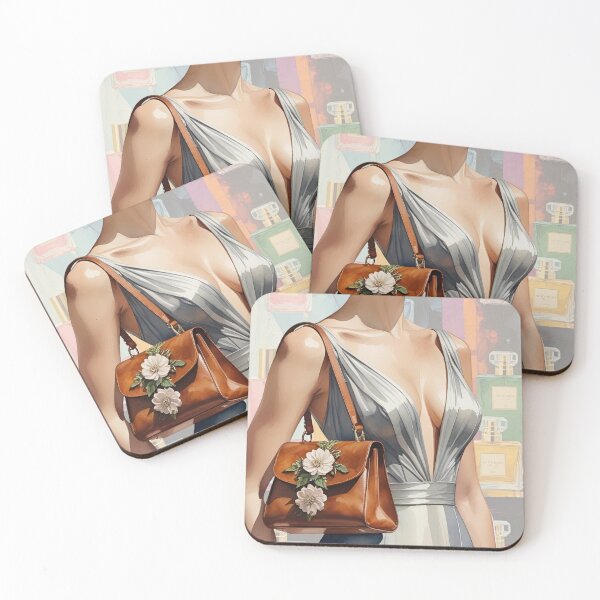Item preview, Fashion Woman Watercolor Print: Elegant Dress, Floral Leather Bag designed and sold by KlavdiyaArt.