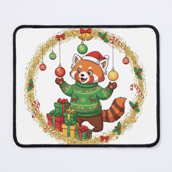 Artikelvorschau, Weihnachtshörnchen mit Geschenken und festlichem Kranz – Niedlicher Weihnachtscartoon entworfen und verkauft von B-M-Store.