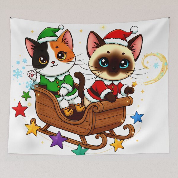 Item preview, Christmas Sleigh Cats! Santa & Elf Kittens Deliver Holiday Magic designed and sold by meesub.