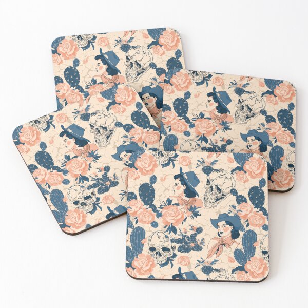 Item preview, Roses, Skulls and Cactus in Peach, Navy & Ivory – Cowgirl Crush designed and sold by The Print Parlor.