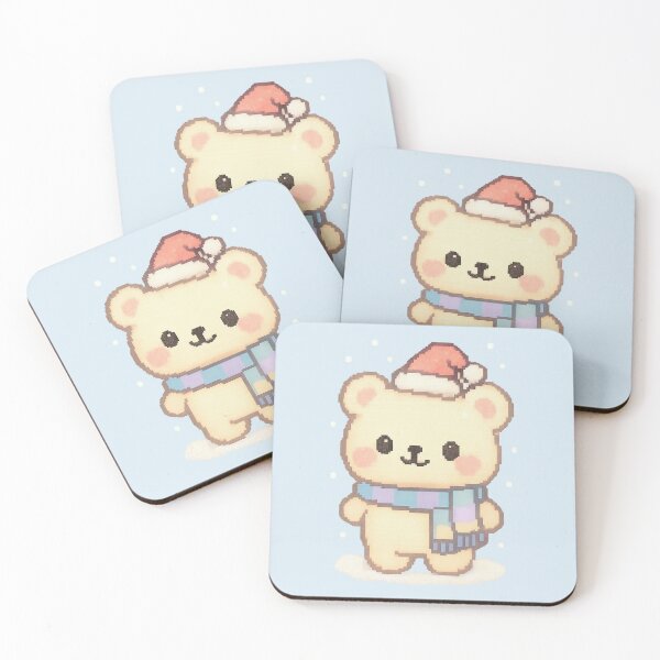 Item preview, Cozy Christmas Bear – Pastel Pixel Art – Holiday Cute Animal designed and sold by BROHLine Studio.