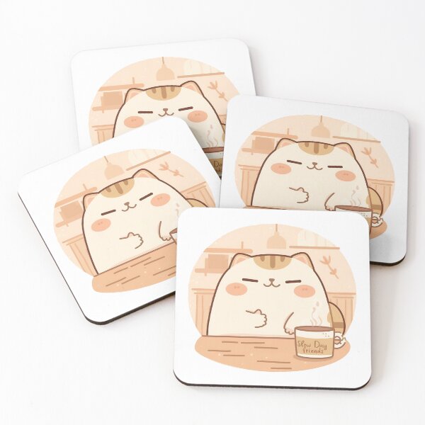 Item preview, Cozy Café Cat Giving a Soft Thumbs Up designed and sold by SlowDayFriends.