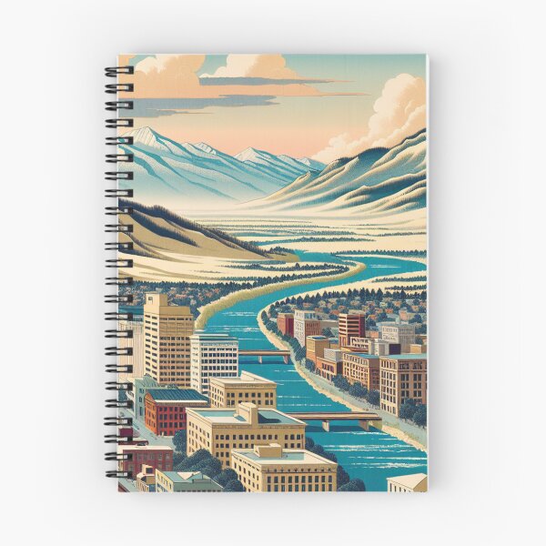 Item preview, Ukiyo-e Woodblock Print of Missoula, Montana – Edo-Style Japanese Landscape Fusion designed and sold by Vandy Fullam.