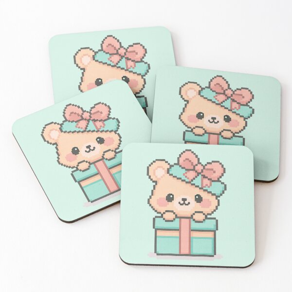 Item preview, Christmas Gift Bear – Cute Pastel Pixel Art – Holiday Present Design designed and sold by BROHLine Studio.