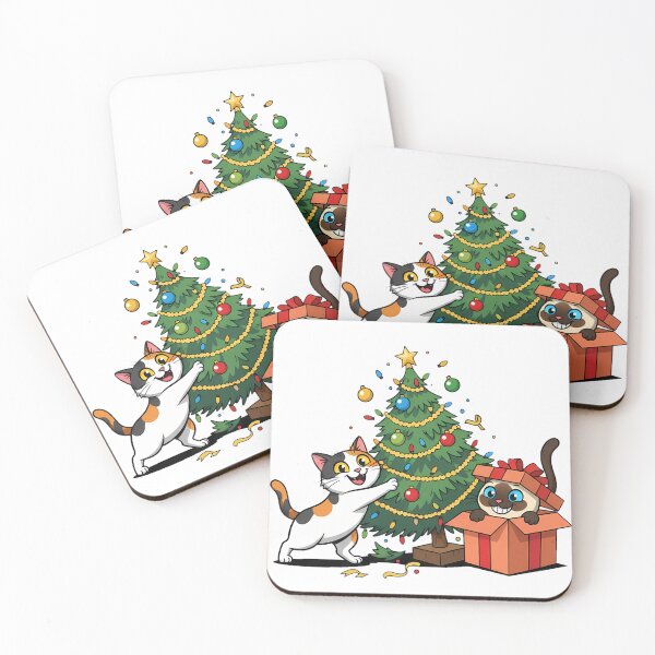 Item preview, Christmas Tree & Gift Surprise Cats | Playful Kittens & Holiday Joy designed and sold by meesub.