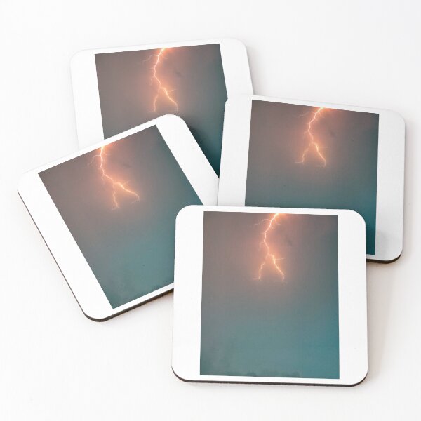 Item preview, Orange Fork Lightning In Night Sky Photographic Print designed and sold by Mother-Nature65.