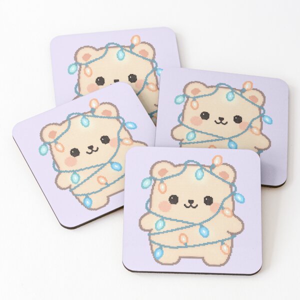 Item preview, Christmas Lights Bear – Pastel Pixel Art – Cute Holiday Aesthetic designed and sold by BROHLine Studio.