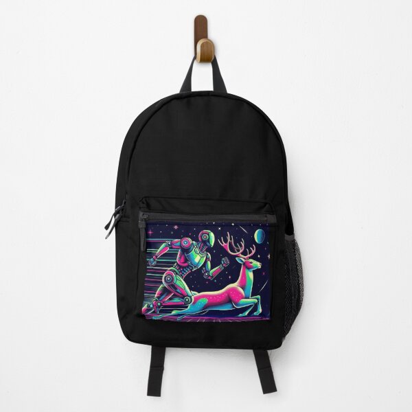 Item preview, Neon Robot and Deer Running Through Space designed and sold by Dogandesighn.