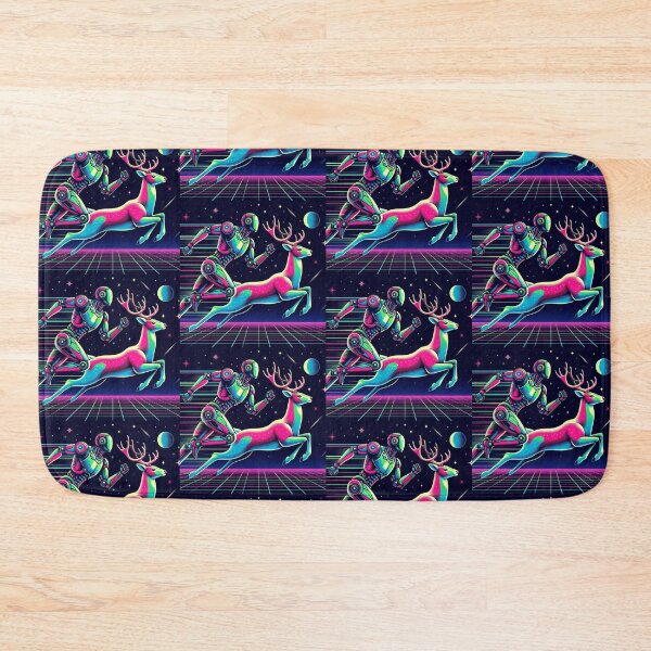 Item preview, Neon Robot and Deer Running Through Space designed and sold by Dogandesighn.