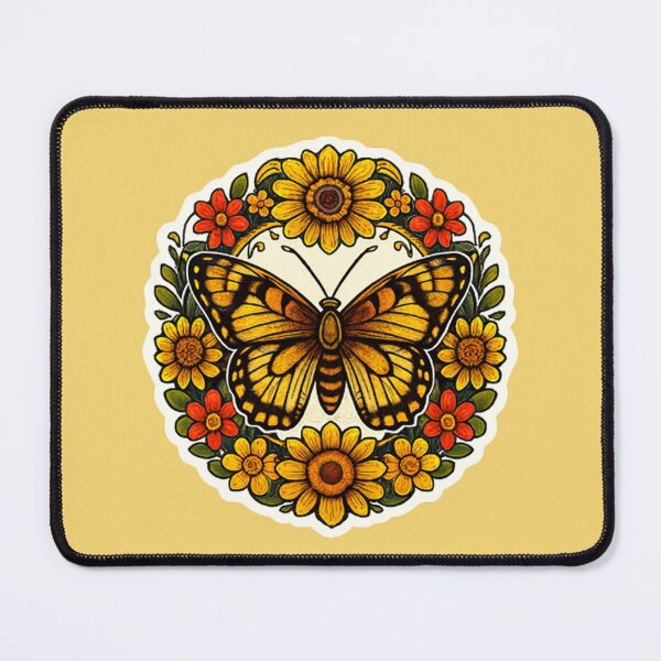 Item preview, Butterfly Flower Mandala Sticker — Nature Floral Circle Design designed and sold by LoveDesignMania.