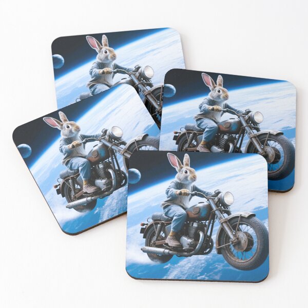 Item preview, cute bunny old motorcycle riding designed and sold by Dogandesighn.