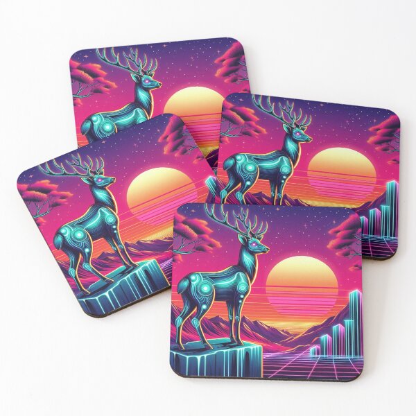 Item preview, cute futuristic neon deer designed and sold by Dogandesighn.