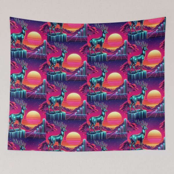 Item preview, cute futuristic neon deer designed and sold by Dogandesighn.