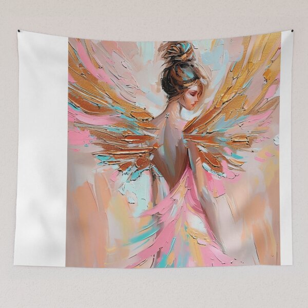 Item preview, Golden Angel Wings – Abstract Angel Poster in Pastel Colors designed and sold by Seelenzauberart.