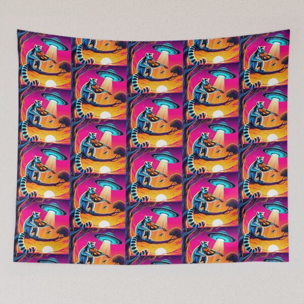Item preview, "Neon Lemur Serenade Under Alien Skies designed and sold by Dogandesighn.