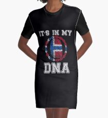 Norway Its In My Dna Gift For Norwegian From Norway - DNA Strand and Thumbprint With Norway Flag Graphic T-Shirt Dress