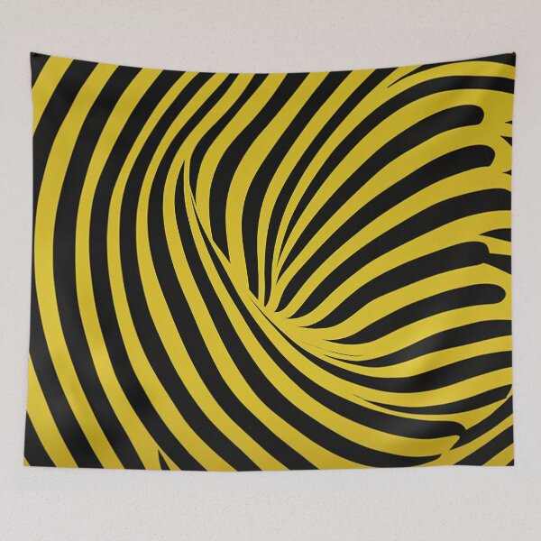 Item preview, Yellow Accents Optical Illusions: Black & White Spiral Waves Art designed and sold by PaintbrushPlace.