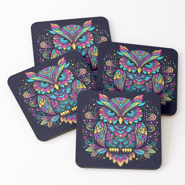Item preview, Colorful geometric decorative mystic owl  designed and sold by Dogandesighn.