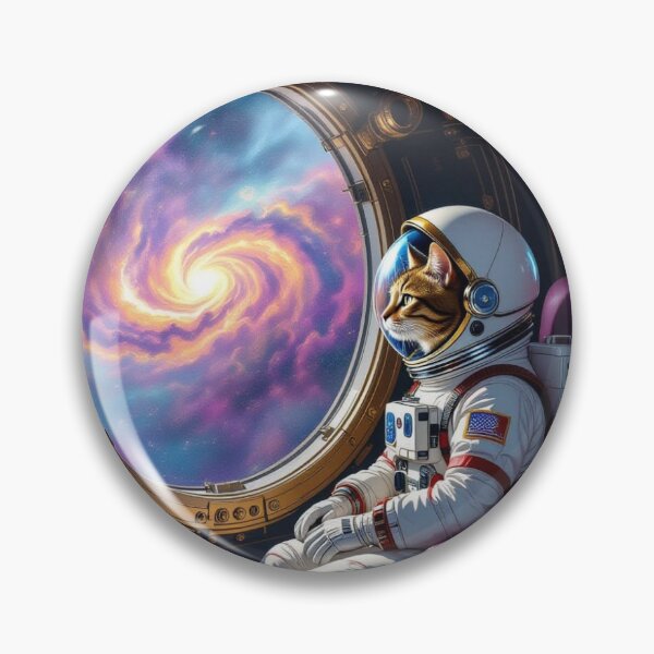 Item preview, Cosmic Cat Commander – Astronaut cat in Galaxy View with Brass & Space Vibes for Dreamers designed and sold by FotoworldEdel.