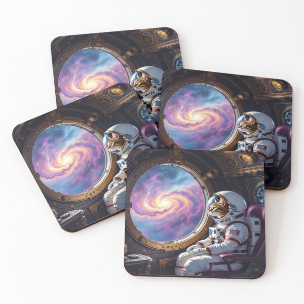Item preview, Cosmic Cat Commander – Astronaut cat in Galaxy View with Brass & Space Vibes for Dreamers designed and sold by FotoworldEdel.