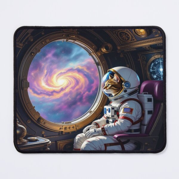 Item preview, Cosmic Cat Commander – Astronaut cat in Galaxy View with Brass & Space Vibes for Dreamers designed and sold by FotoworldEdel.