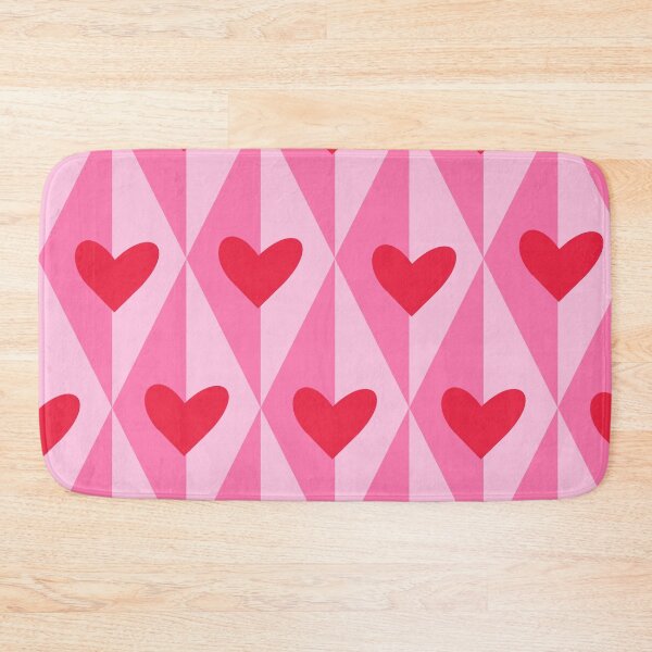 Item preview, Retro Red Hearts on Pink Geometric Harlequin Diamonds designed and sold by Yasminepatterns .