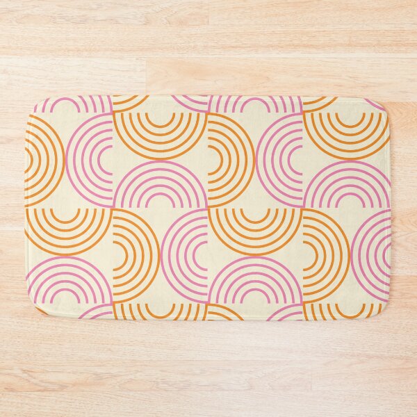 Item preview, Mid Century Minimalist concentric Half Circle Lines in Orange and Pink Pattern designed and sold by Yasminepatterns .
