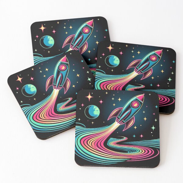 Item preview, colorful neon rocket designed and sold by Dogandesighn.