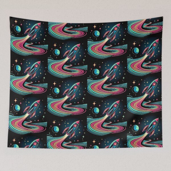 Item preview, colorful neon rocket designed and sold by Dogandesighn.