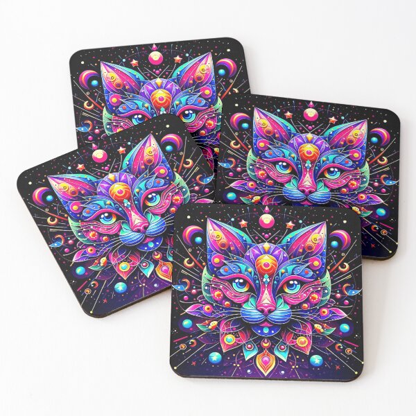 Item preview, "Celestial Cat Vision – Psychedelic Cosmic Feline Art" designed and sold by Dogandesighn.