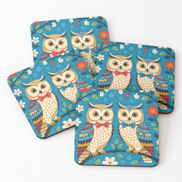 Item preview, Dapper wide-eyed owls wearing bow neck ties  designed and sold by Ponted.