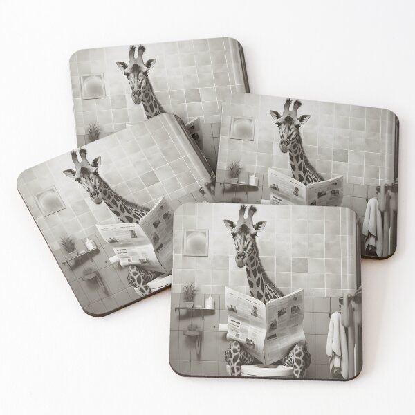 Item preview, Funny Giraffe in Bathroom Poster designed and sold by STTrillionTEES.