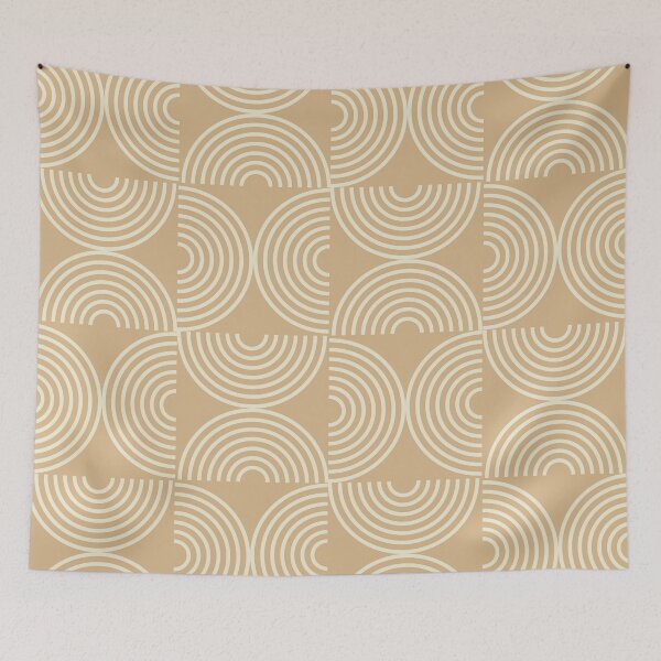 Item preview, Mid Century Modern Concentric Half Circles in Beige and Tan designed and sold by Yasminepatterns .