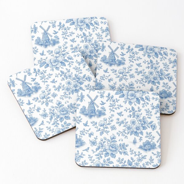 Item preview, Delft Blue Floral Windmill Seamless Pattern – Dutch Delft All Over Print designed and sold by getpressedshirt.