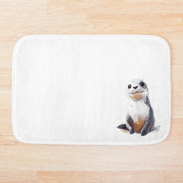 Item preview, Seal anime white light gray illustration with animals in nature inspired art designed and sold by Encreable.