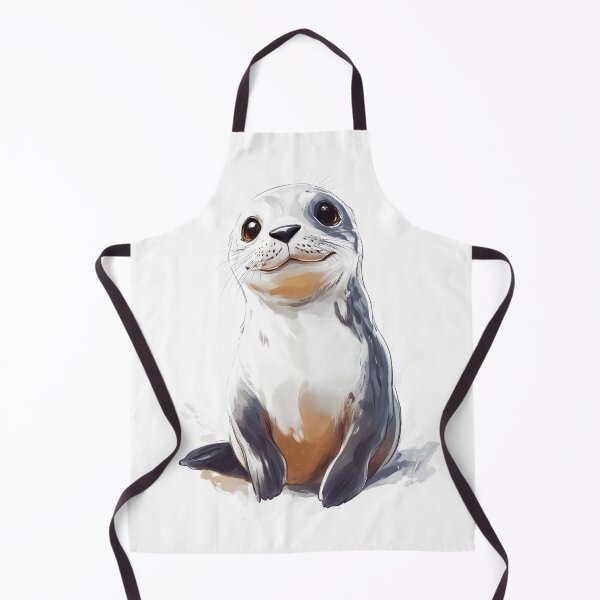 Item preview, Seal anime white light gray illustration with animals in nature inspired art designed and sold by Encreable.