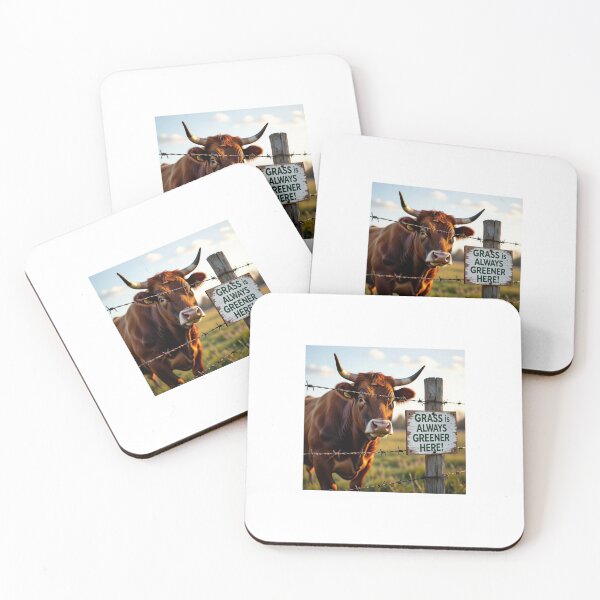 Item preview, Curious Bull Eyeing Greener Grass – Whimsical Animal Illustration designed and sold by WhimsyByPaul.redbubble.com.
