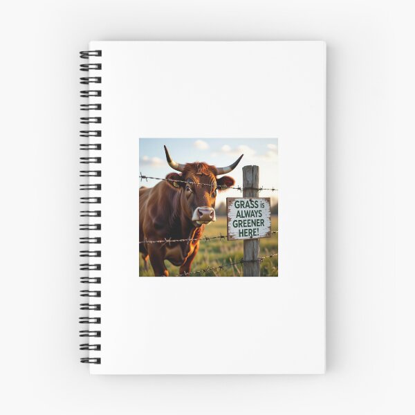 Item preview, Curious Bull Eyeing Greener Grass – Whimsical Animal Illustration designed and sold by WhimsyByPaul.redbubble.com.