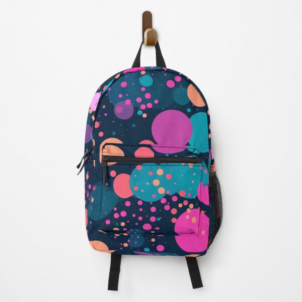 Artikelvorschau, Retro Neon Polka Dot Muster auf dunklem Hintergrund entworfen und verkauft von PaintbrushPlace.