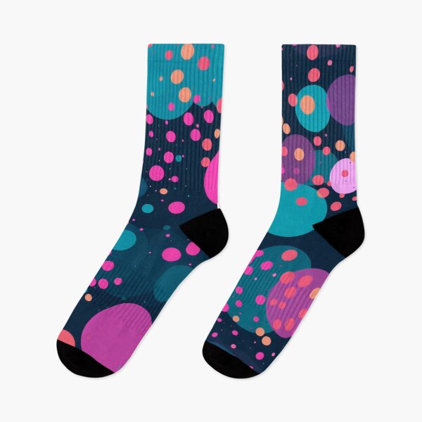 Artikelvorschau, Retro Neon Polka Dot Muster auf dunklem Hintergrund entworfen und verkauft von PaintbrushPlace.