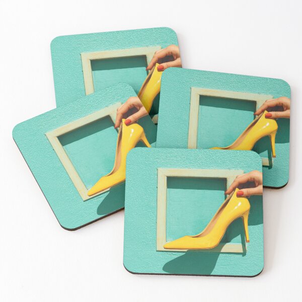 Item preview, Bright yellow high heel shoe display designed and sold by anytka.