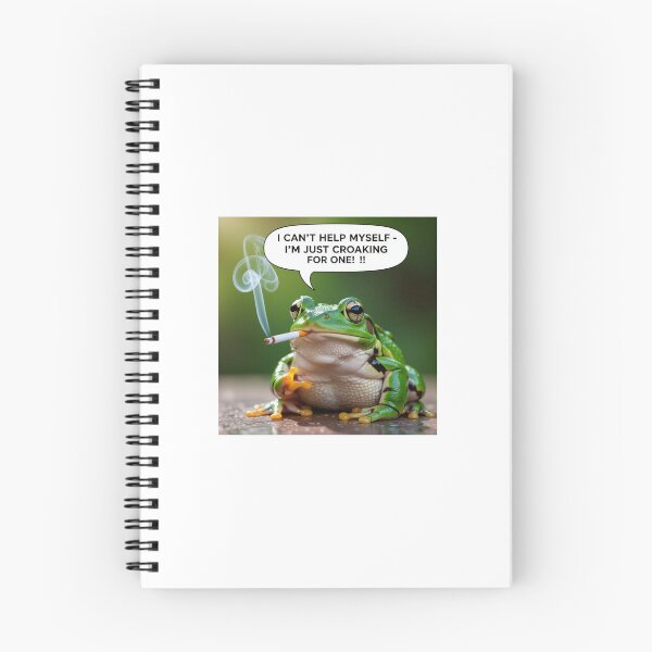 Item preview, Frog Quitting Smoking – Funny Whimsical Illustration of Cravings vs Willpower designed and sold by WhimsyByPaul.redbubble.com.
