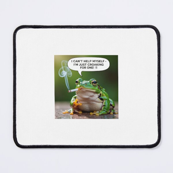 Item preview, Frog Quitting Smoking – Funny Whimsical Illustration of Cravings vs Willpower designed and sold by WhimsyByPaul.redbubble.com.
