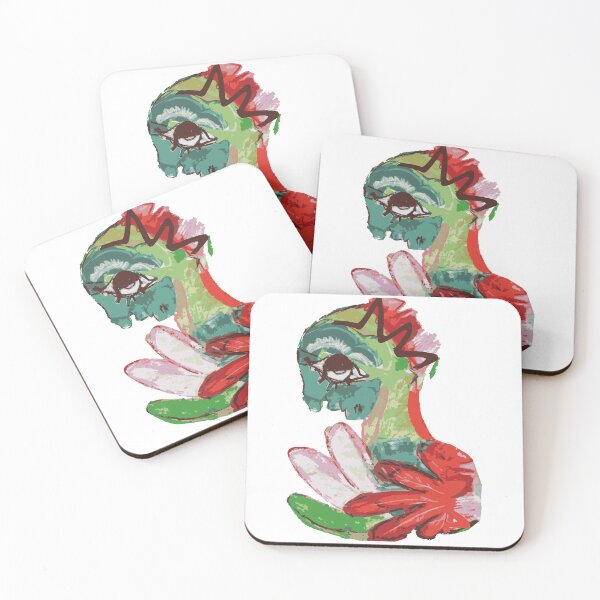 Item preview, Vain Peacock – Colorful Mythical Creature in Green & Red | Abstract Fantasy Portrait | Art Print, Puzzle & More | Annette Kunow designed and sold by KunowArtShop.