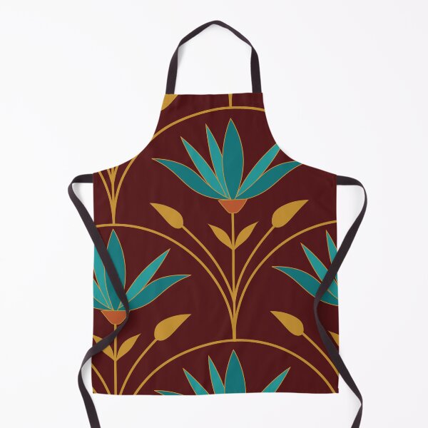 Item preview, Egyptian Art Deco Nouveau Lotus Flowers pattern in teal and gold designed and sold by Yasminepatterns .