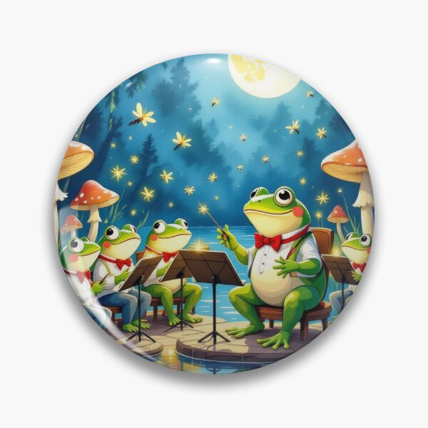 Item preview, Frogs Singing in Harmony – Cute Whimsical Musical Frog Illustration | Amphibian Nature Art designed and sold by WhimsyByPaul.redbubble.com.