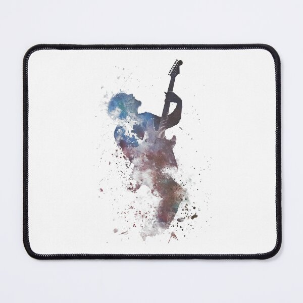 Item preview, Cool youth guitarist with black-blue and black-red guitar in musical splash designed and sold by Encreable.