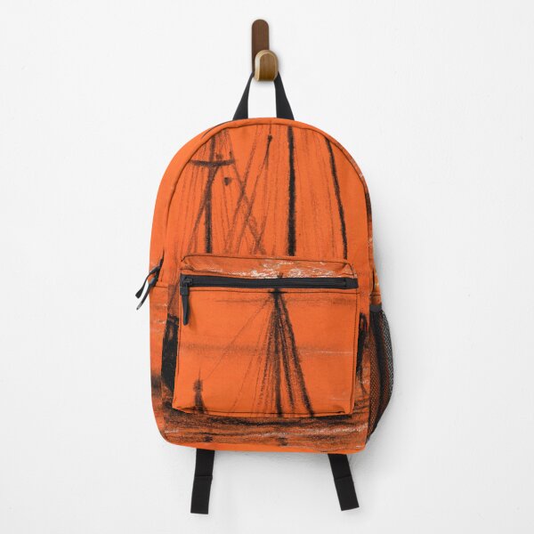 Item preview, Orange sunset with sailboat pastel drawing designed and sold by Adam Wróbel.
