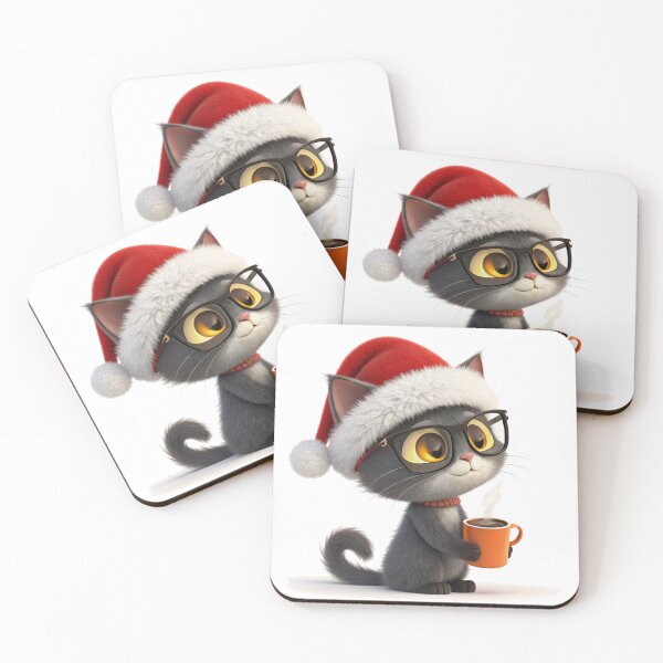 Item preview, Christmas Coffee Cat – Cute Holiday Cartoon by Vivo Studio designed and sold by VivoStudio.